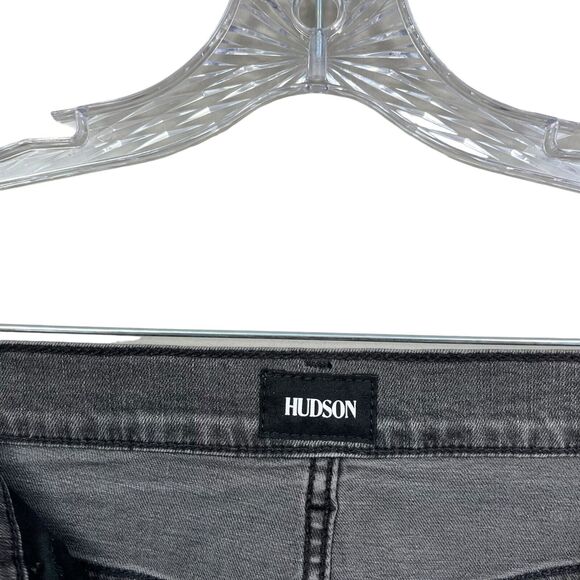 Hudson Womens Jeans KASS Straight Ankle Raw Hem Distressed 5‎ Pocket Zip Gray 28 - Picture 4 of 7